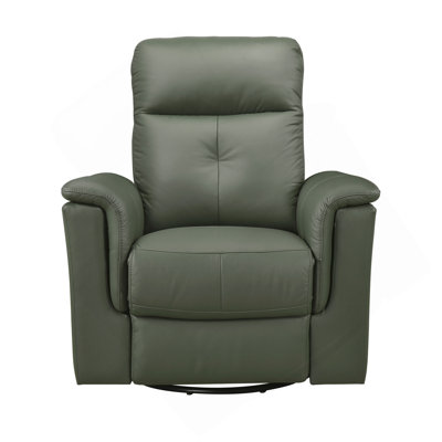 Green Leather Upholstered Swivel Glider Reclining Chair Luxury Living Room Furniture Comfort Chair 1Pc Plush Comfort