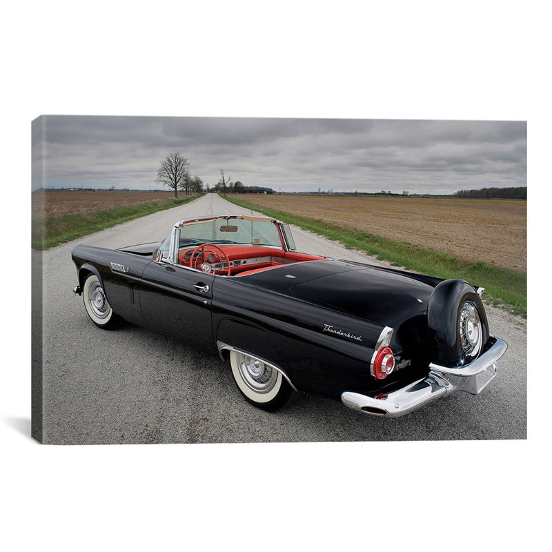 «Ford Thunderbird 1956» par Lyall, reproduction de photo sur toile, H 26 po x l 40 po x P 1,5 po, Toile tendue, Pas de tapis