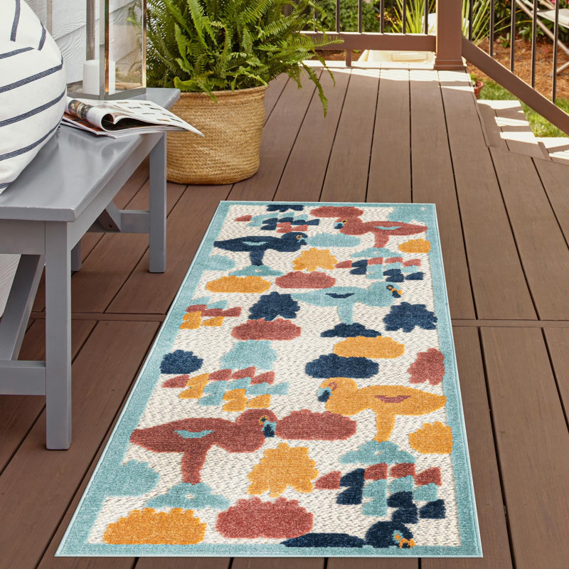 Medway Indoor/Outdoor Rug White, Runner 2' x 8'