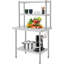 Table de travail en acier inoxydable, table de préparation robuste avec tablette supérieure-1032691222
