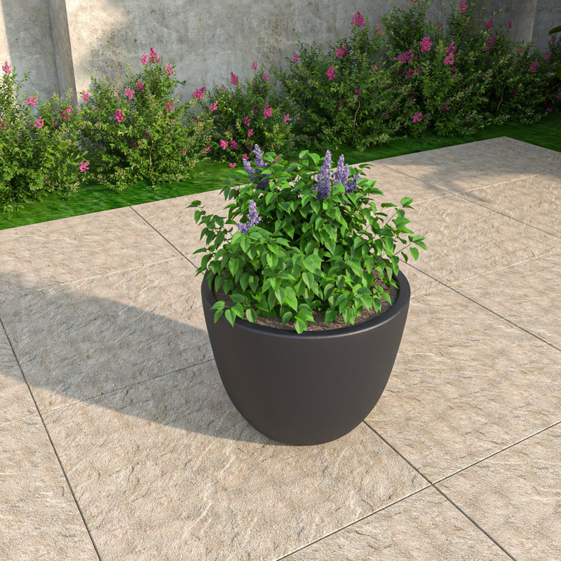 Owasso Tapered Round Pot Planter in Handmade MGO Clay Fiberstone - Indoor and Outdoor Use with Drain for Patio, Garden, Backyard, and Modern Home