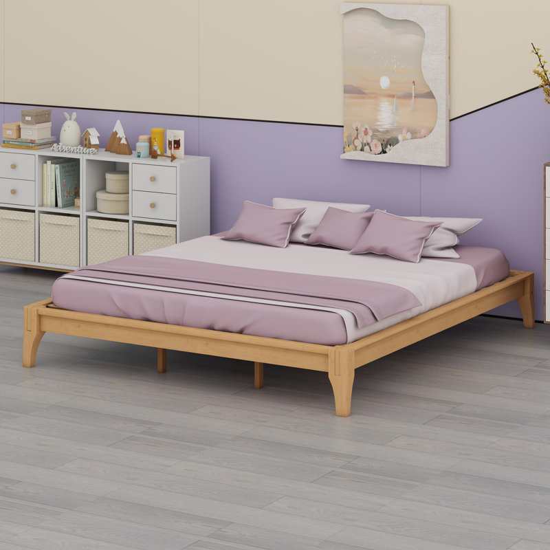 Bamboo Wood Platform Bed Frame, Natural