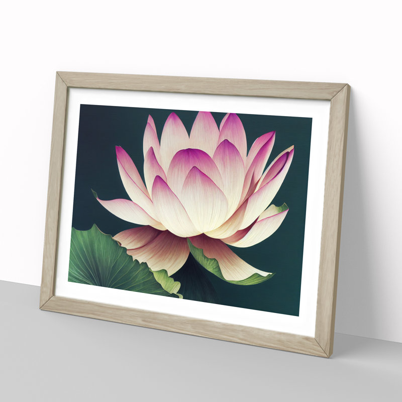 Cute Lotus Flower - Framed Print, 25cm H x 34cm W x 2cm D, Oak
