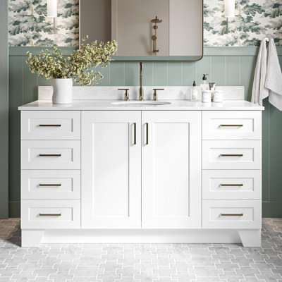 Nobe 60'' Solid Wood Single Bathroom Vanity with 0.75'' Carrara Marble Top