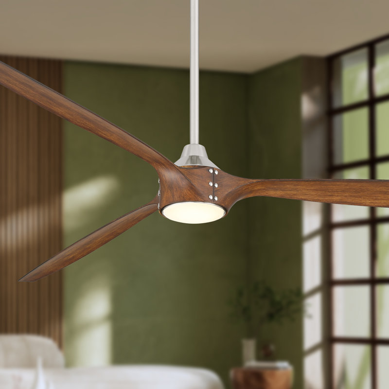 Ventilateur de plafond intelligent 84 "Pierce, Bois brun, Nickel brossé