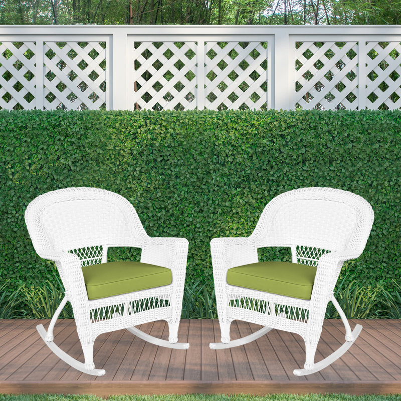 Chaise berçante en osier Raenesha, Blanc, Vert