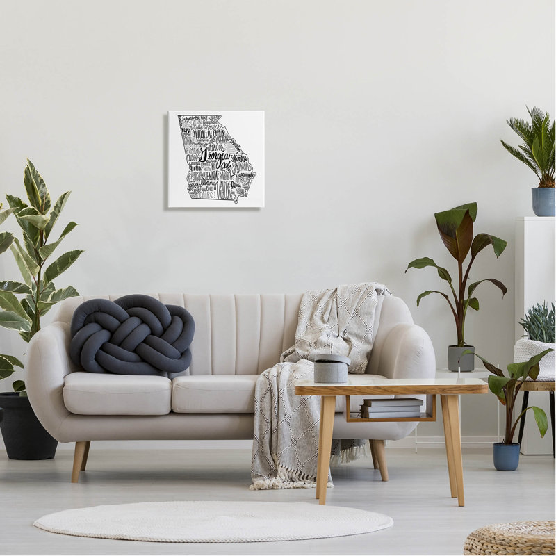 «Georgia State Map Shape City», impression sur toile tendue, H 17 po x l 17 po x P 1,5 po