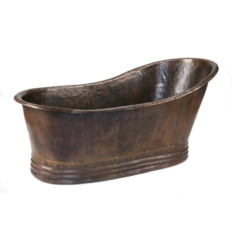 67" Hammered Copper Single Slipper Bathtub