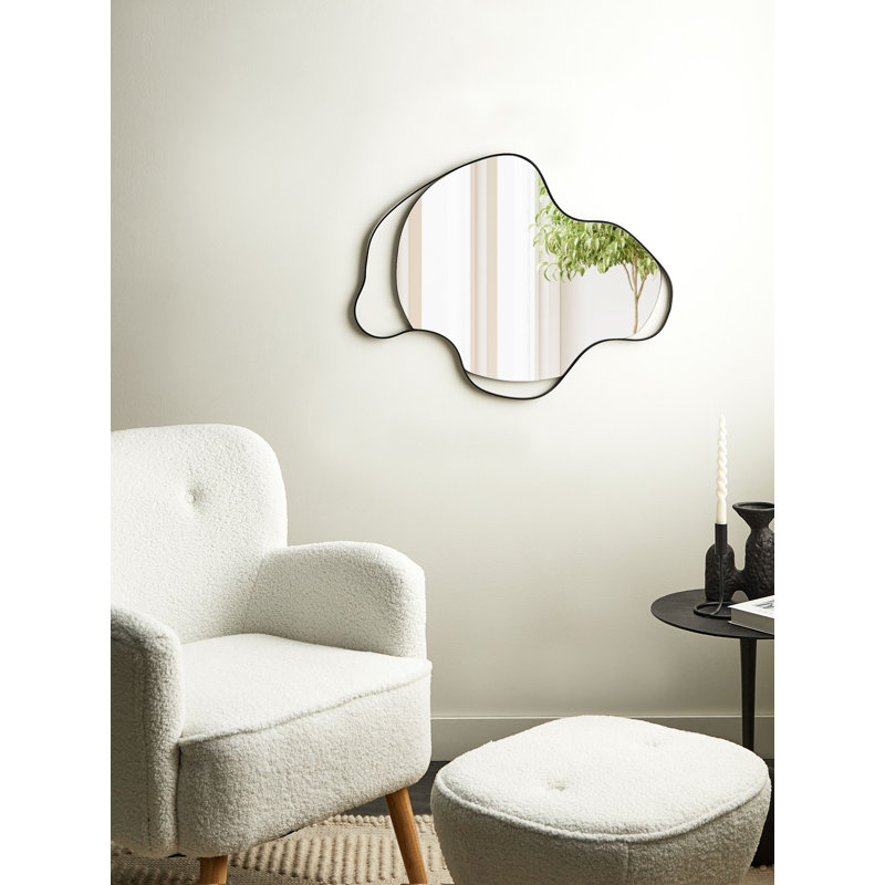 Rolston Metal Wavy Wall Mirror, Black