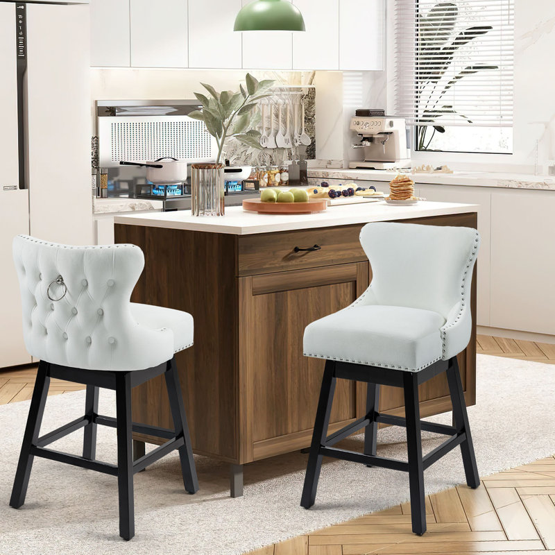 Tabouret pivotant 29 po Angelicamae, 2, Ivoire blanc