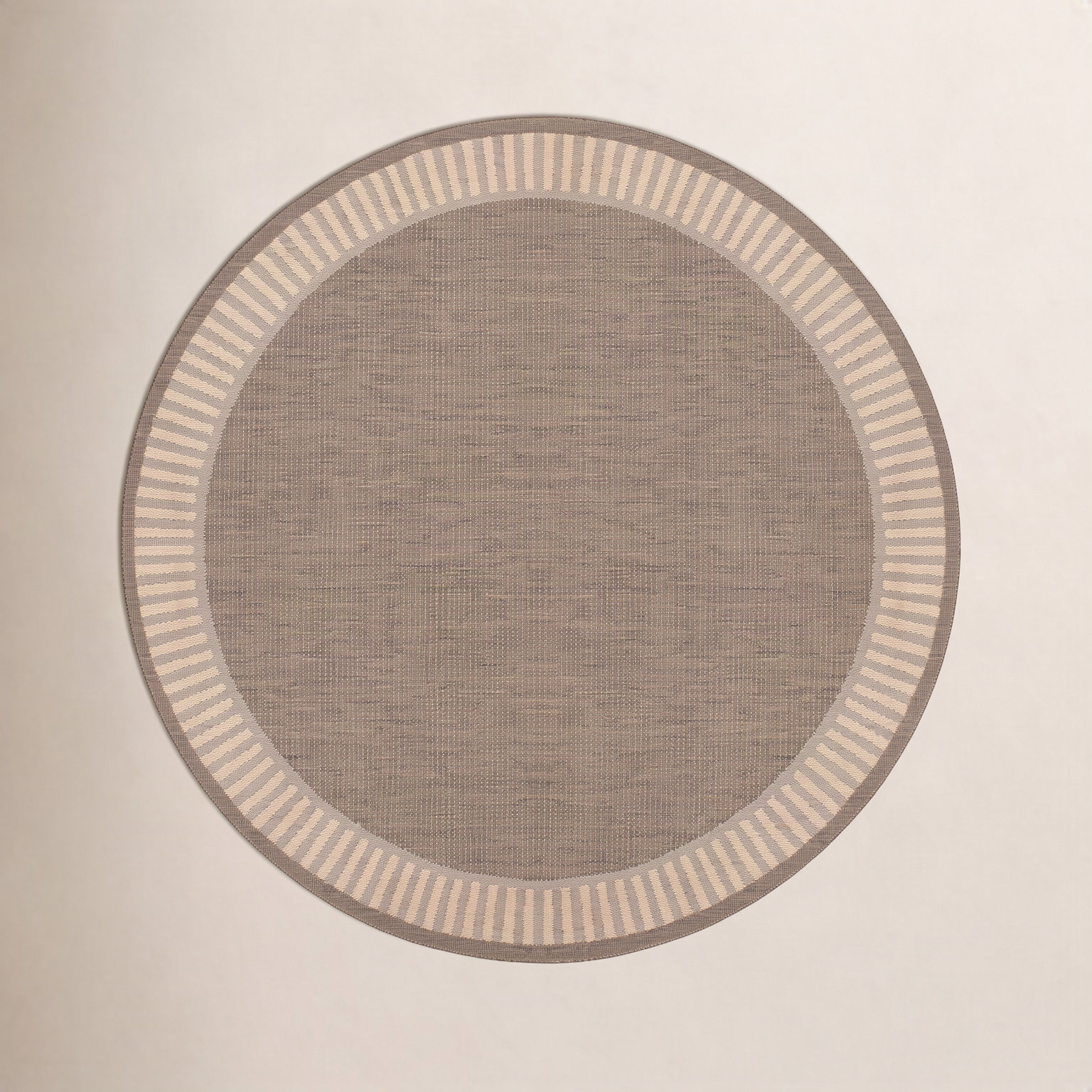 Black Cocoa Brown Flatweave Outdoor Rug, Brown / Tan, Round 7'6"