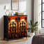Commode à 4 tiroirs pour chambre à coucher, silhouette de femme vêtue sur fond de coucher de soleil orange, palmiers. Commode étroite avec dessus en bois et structure robuste en fer. 45,7 cm (L) x 95,2 cm (H).-1348712903