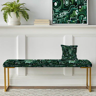 Banc rembourré géométrique Green Techno Fusion Maze