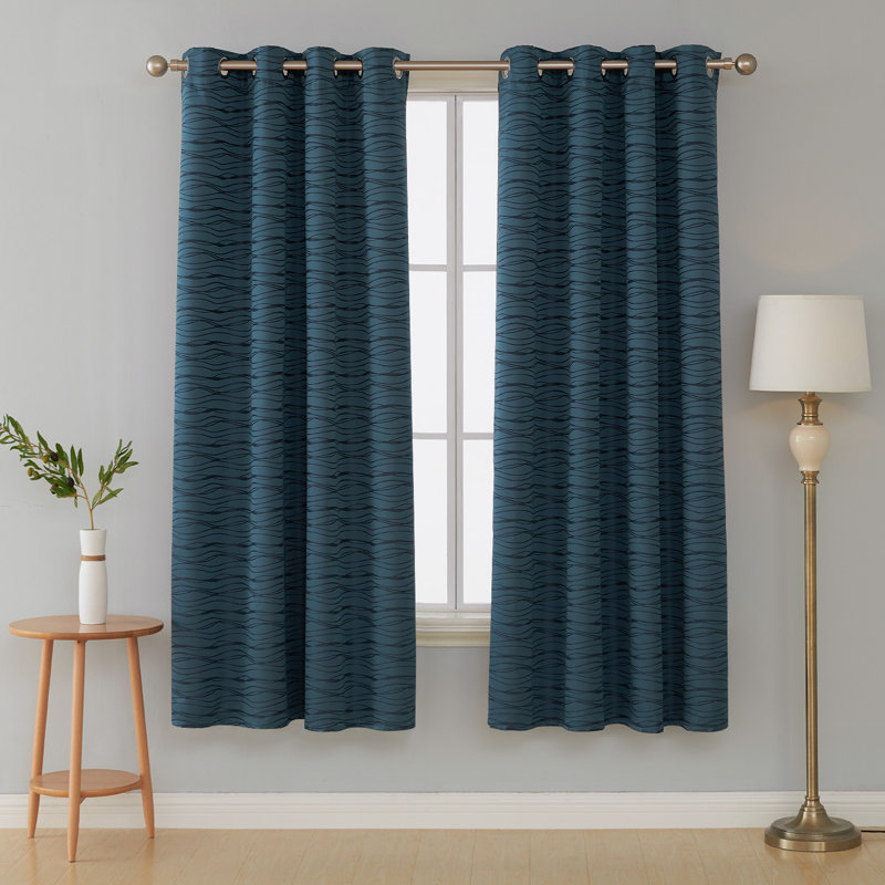 Bakstran Blackout Curtain Pair, Blue, 52" W x 63" L