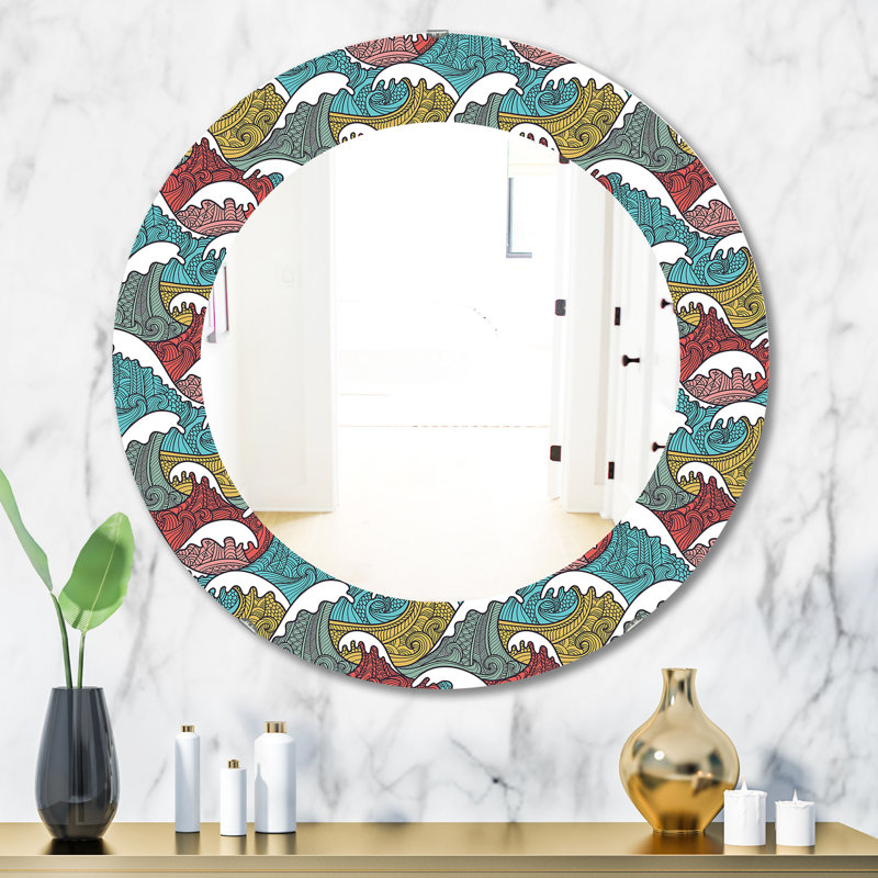 Mid-Century Modern Bathroom / Vanity Accent Mirror, 31.5" H x 23.7" W, Paisley