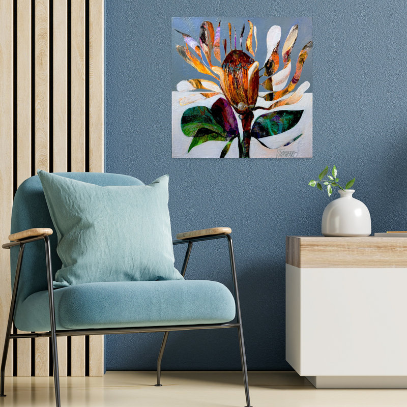 Art floral contemporain, H 18 po x l 18 po