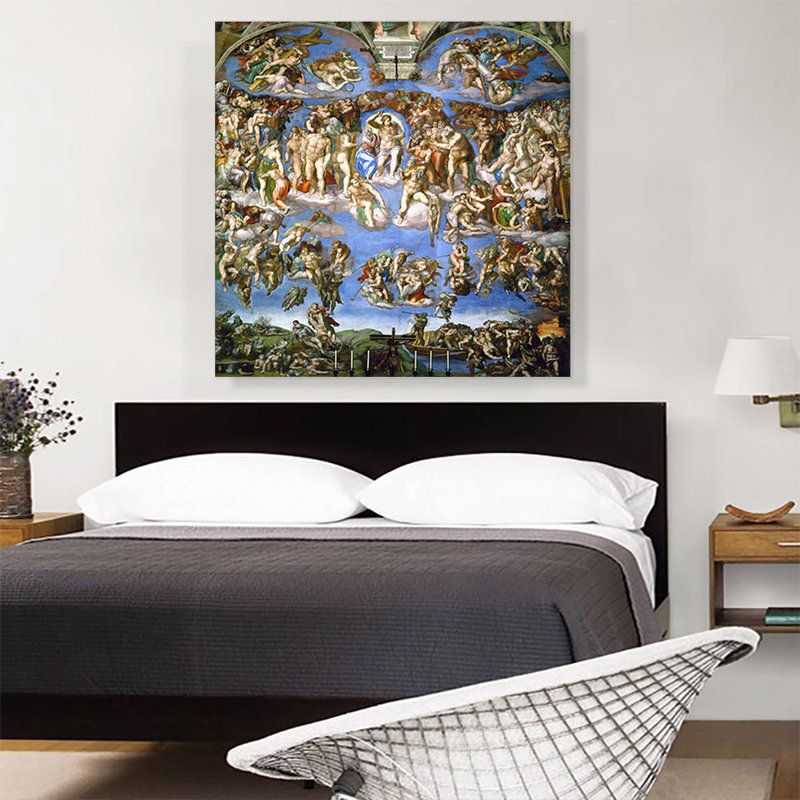 «The Last Judgement 1541» par Michelangelo, reproduction d'art sur toile tendue, H 36 po x l 36 po x P 0,75 po