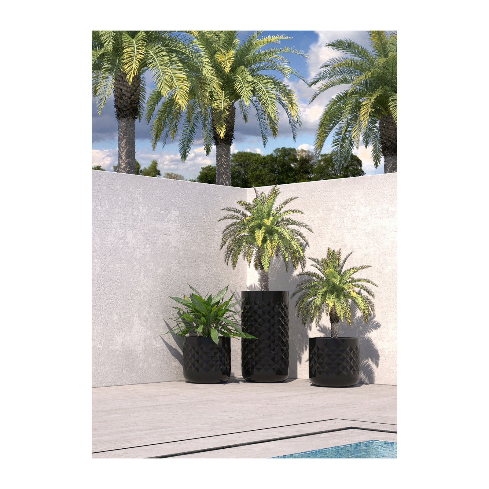 Lisle Pot Planter, Black, 36" H x 18" W x 18" D
