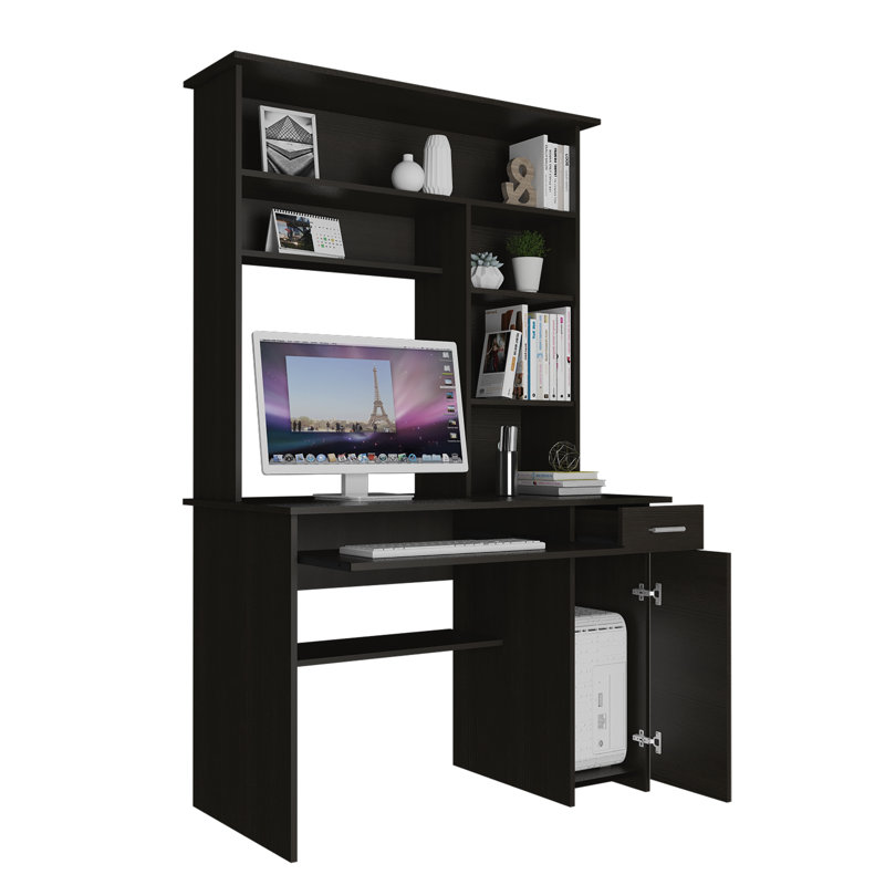 Bureau d'ordinateur avec huche Jexton, Noir