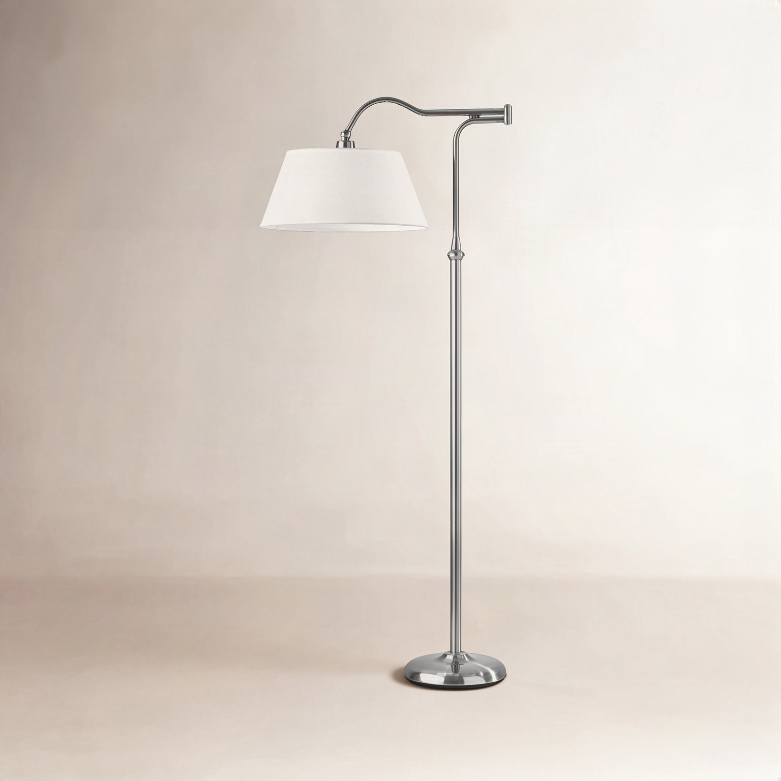 Theodora Dimmable Floor Lamp, 60" H x 17" W x 38.5" D, White, Antique Pewter