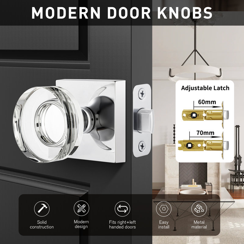 Boutons de porte en cristal Coolnews Modern Grace Series, Chrome poli