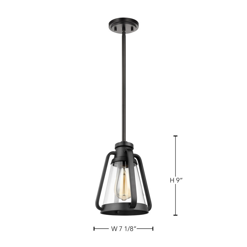 Iola 1 - Light Single Pendant, Matte Black, 9" H x 7.13" W x 7.13" D