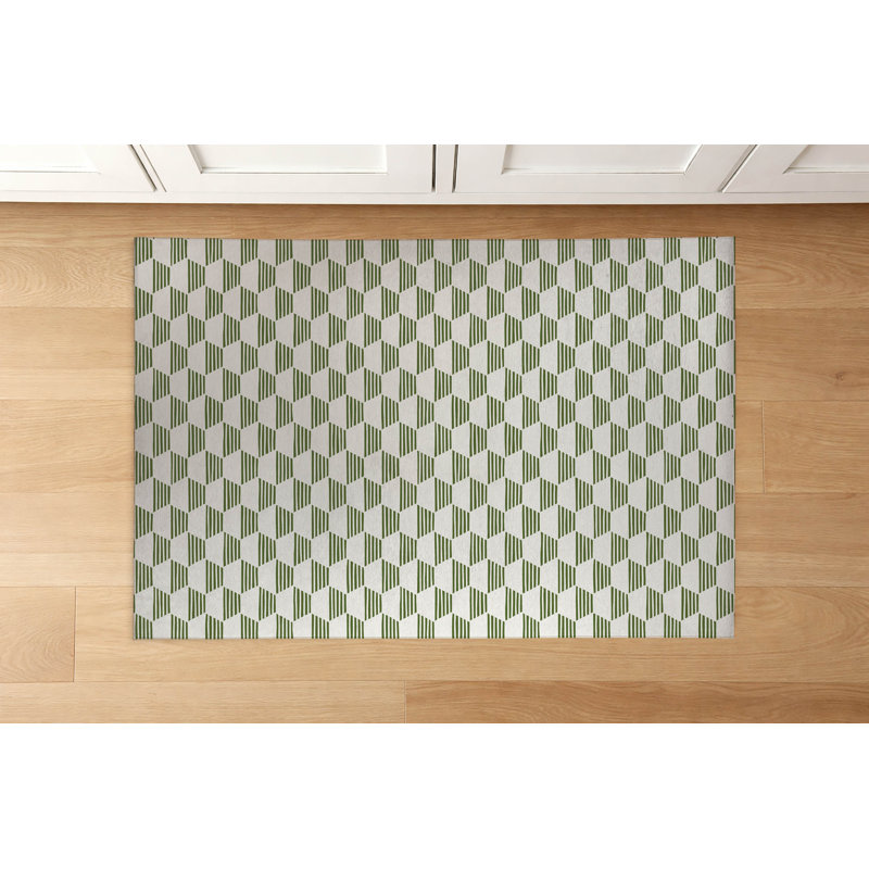 Tapis de cuisine Hexaline, Vert olive, Rectangle 5 pi x 7 pi