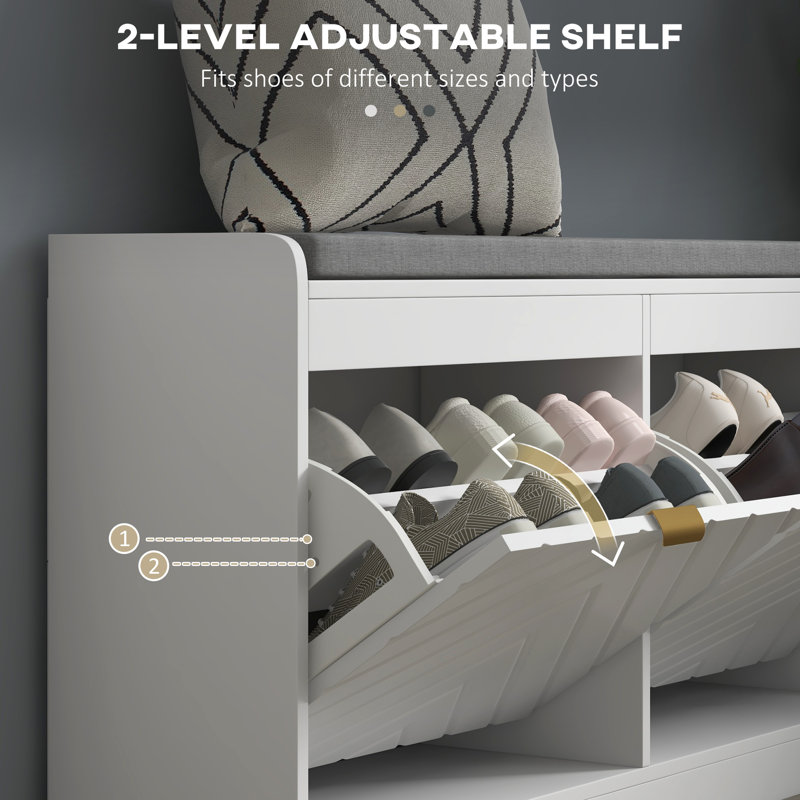 Banc de rangement compact pour chaussures anti-basculement - parfait pour les petites entrées et les espaces étroits