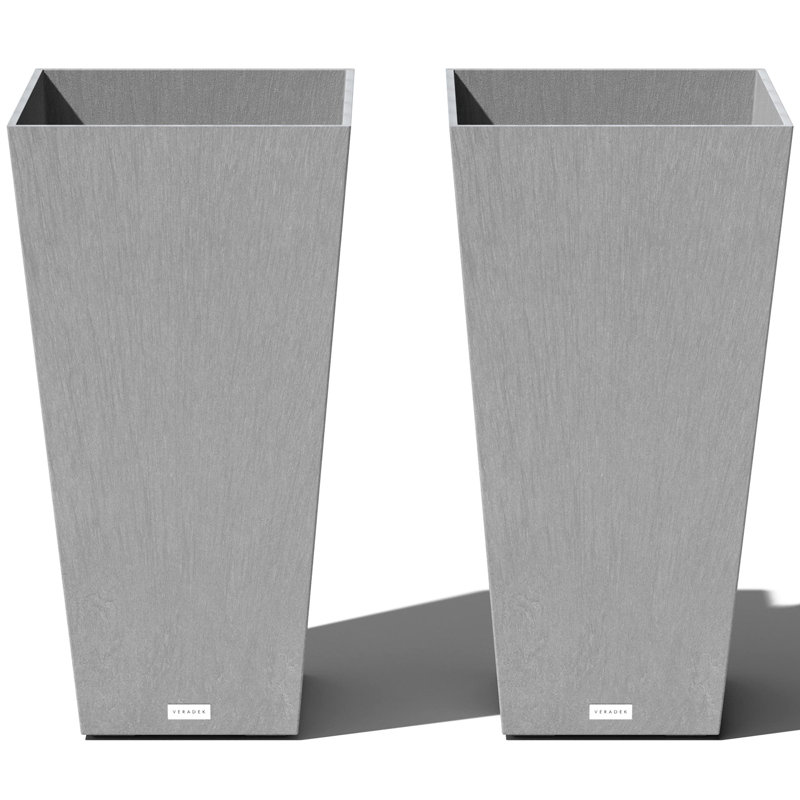 Plastic Indoor/Outdoor Taper Planter, Gray