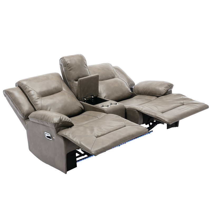 Fauteuil de cinéma inclinable manuel 2 places avec lumières DEL Sterling, Gris