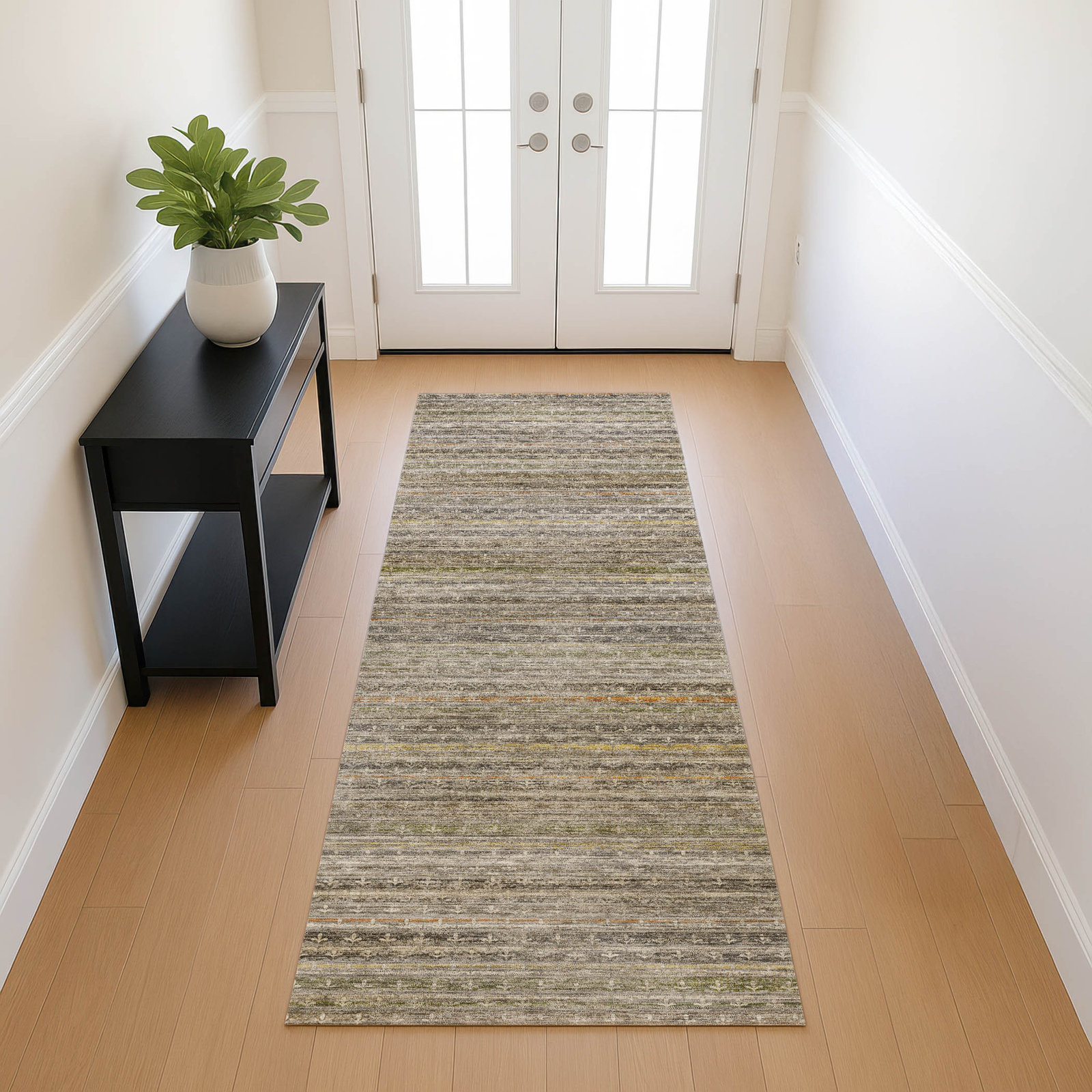 Premium Machine Washable Tirico Casual Rug, Gray, 2'3" x 7'6" Runner