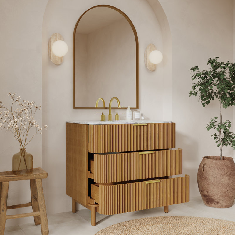 Kensington 36" Bathroom Vanity In Reeded Birch, Reeded Birch