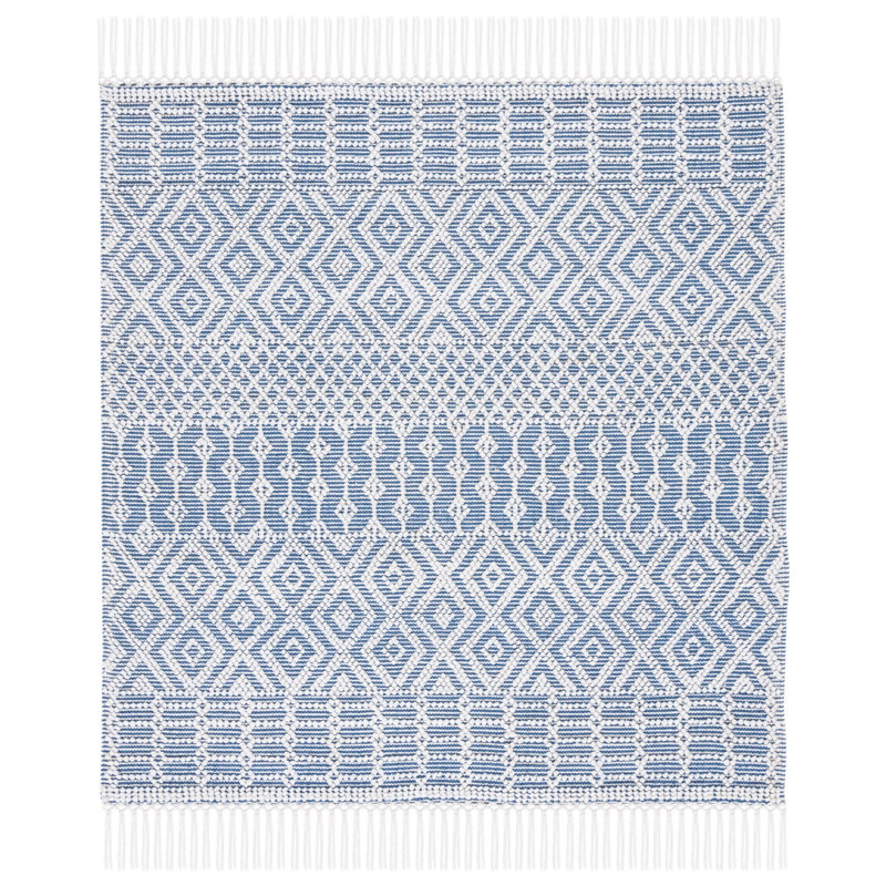 Tapis tissé à la main en coton / ivoire Sabula, Carré 6 pi