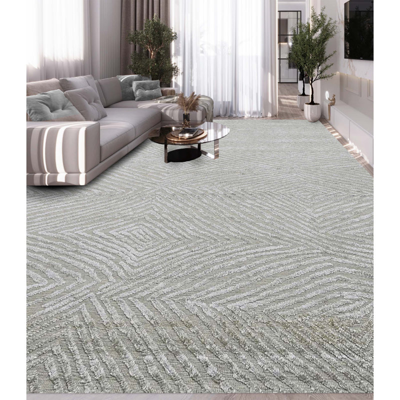 Geometric Area Rug in Silver/Gray, Rectangle 8' x 10'