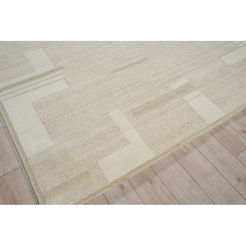 Nicada Hand Tufted New Zealand Wool Beige/Ivory Area Rug, 6'X9'