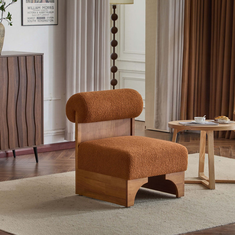 Chaises d'appoint modernes avec dossier roulé Aundray, Boucle orange