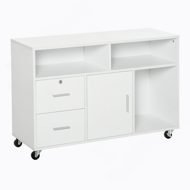 Printer Stand Home Office Mobile Cabinet Organizer Desktop With Caster Wheels,  Locking Breaks And Drawer,