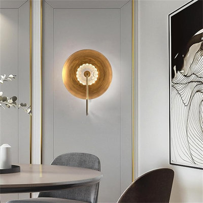 Modern Wall Light, LED Gold Wall Sconce Light, Indoor Art Deco Wall Lamp, Round Wall Mounted Lighting Fixture, Mid Century Wall Lamp Vanity Light For Living Room Bedroom Pathway Stairs