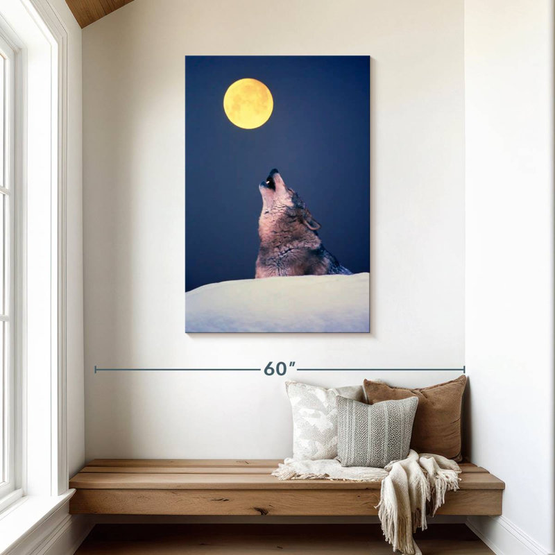 Loup Brampt appelant la meute, H 45 po x l 30 po
