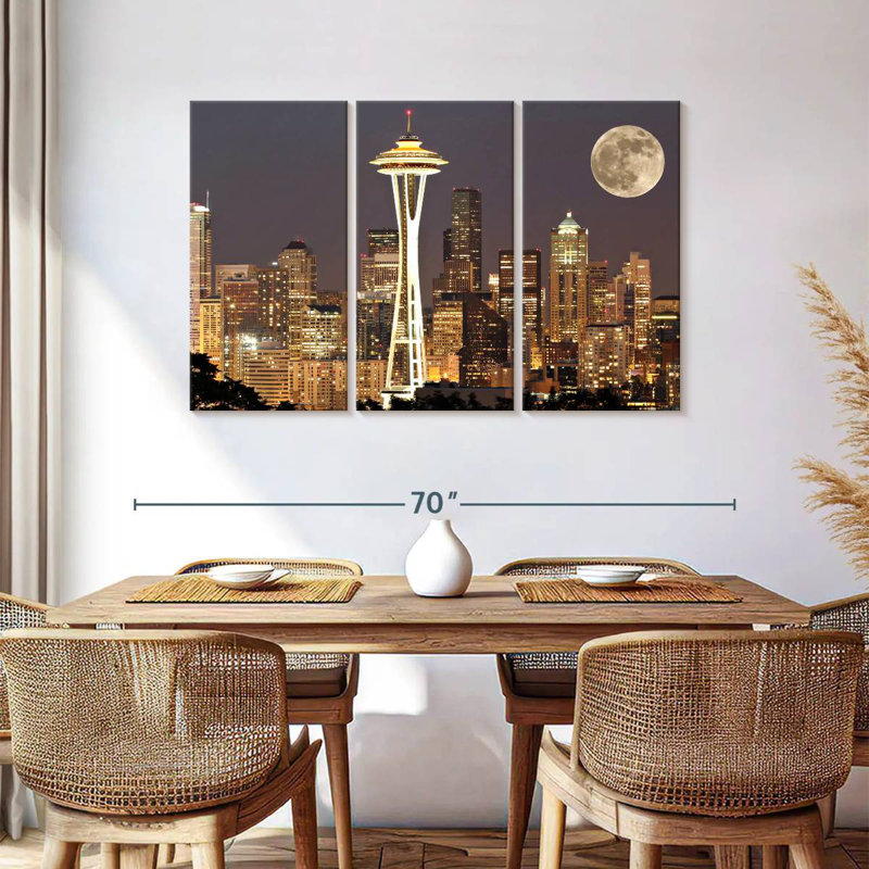 Sebbie Supermoon Over Seattle, 36" H x 57" W