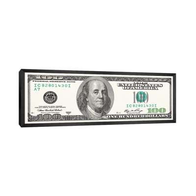 One Hundred Dollar Bill 1 Piece Panoramic Wall Art on Canvas
