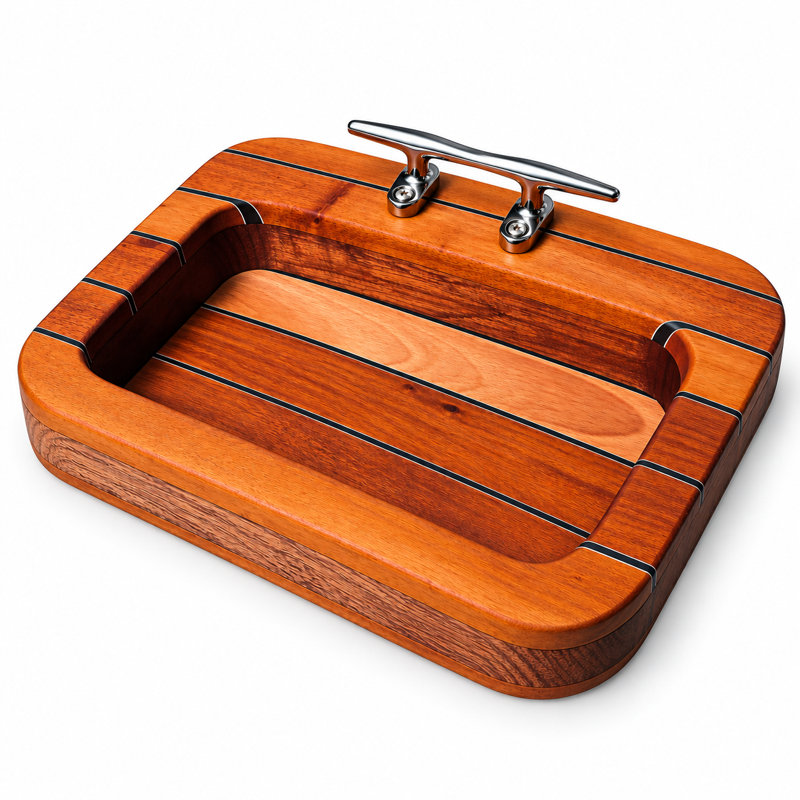 Solid Wood Nautical Valet Tray with Boat Cleat