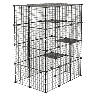 Cage à chat à 4 niveaux 40,98 po x 27,99 po x 55 po, enclos intérieur pour chat, cage de chenil en métal amovible avec 4 portes, grand lieu d'exercice idéal pour 1 à 2 chats, chatons et petits animaux, noir