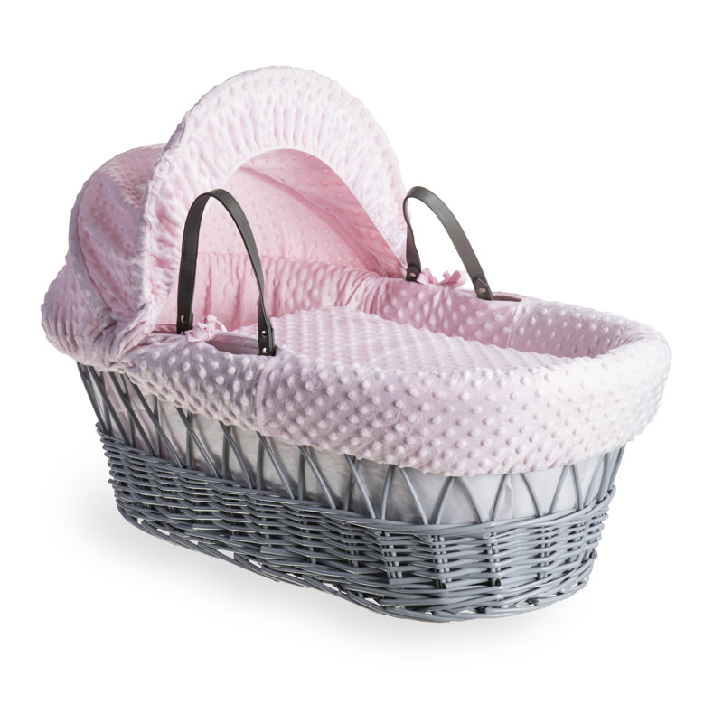 Dimple Wicker Moses Basket, Pink