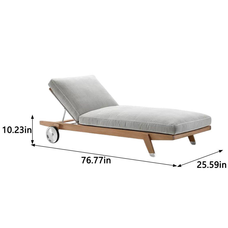 Chaise longue d'extérieur inclinable en teck