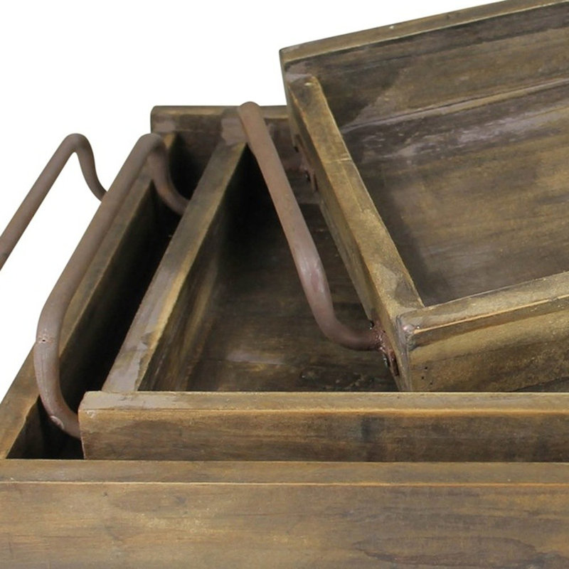 Ensemble de trois plateaux en bois
