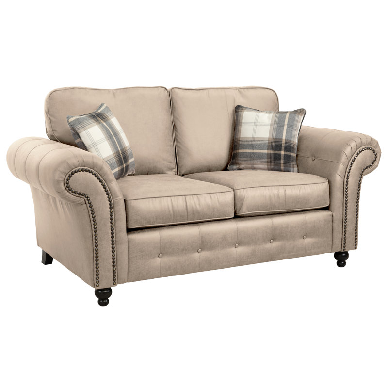 Bodnar 2 Seater Faux Leather Loveseat , Beige