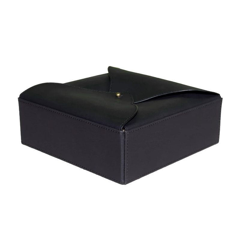 Boîte à bijoux en cuir véritable Nappa pour elle en noir avec or rose