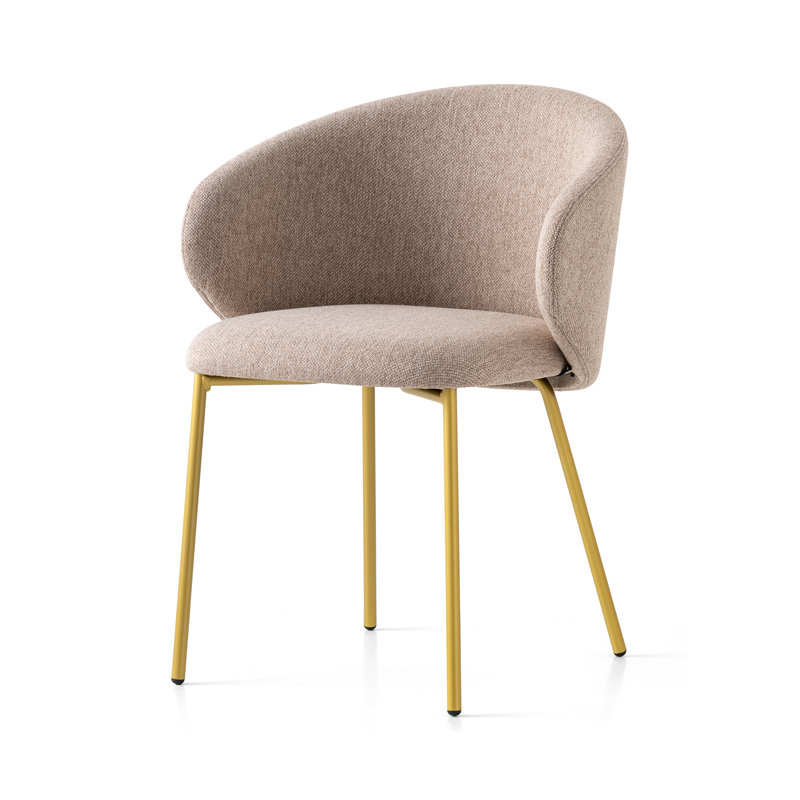 Tuka Upholstered Armchair with Metal Frame, Matte Black, Taupe