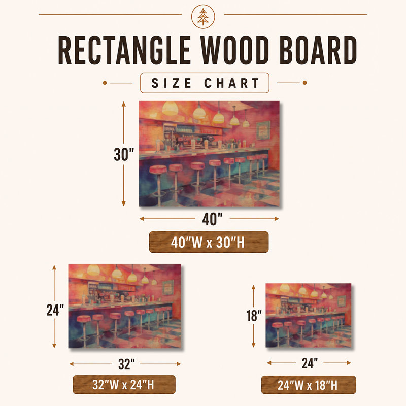 Adanac II - Art mural rétro en bois, H 18 po x l 24 po, Rectangulaire